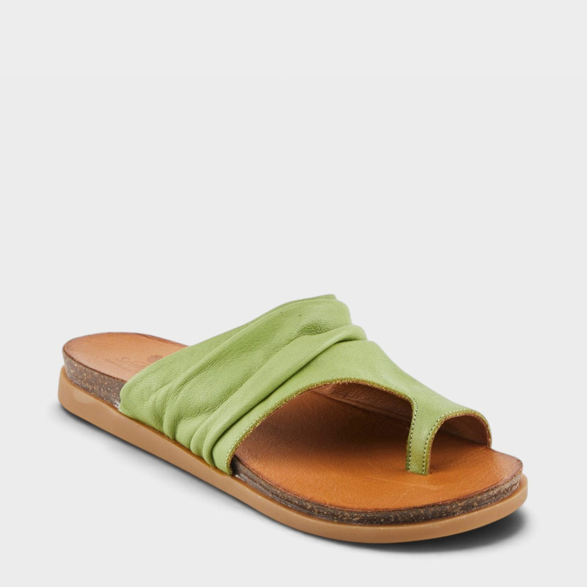 Spring Step Bates Sandals in Green, front view