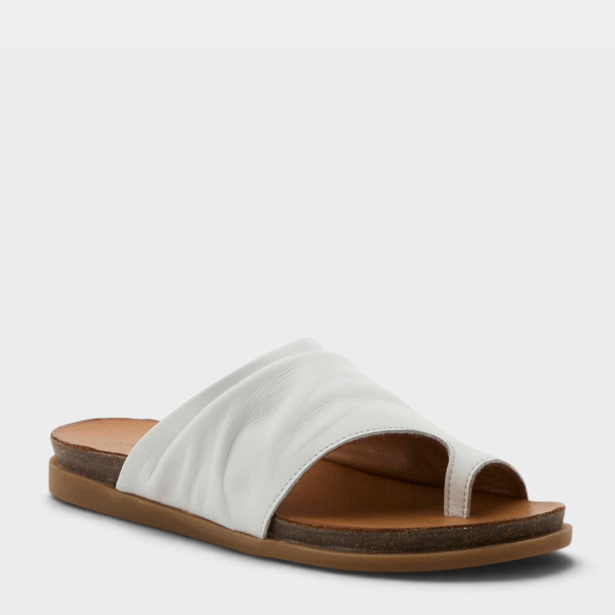 Spring Step Bates Sandals in White, front view
