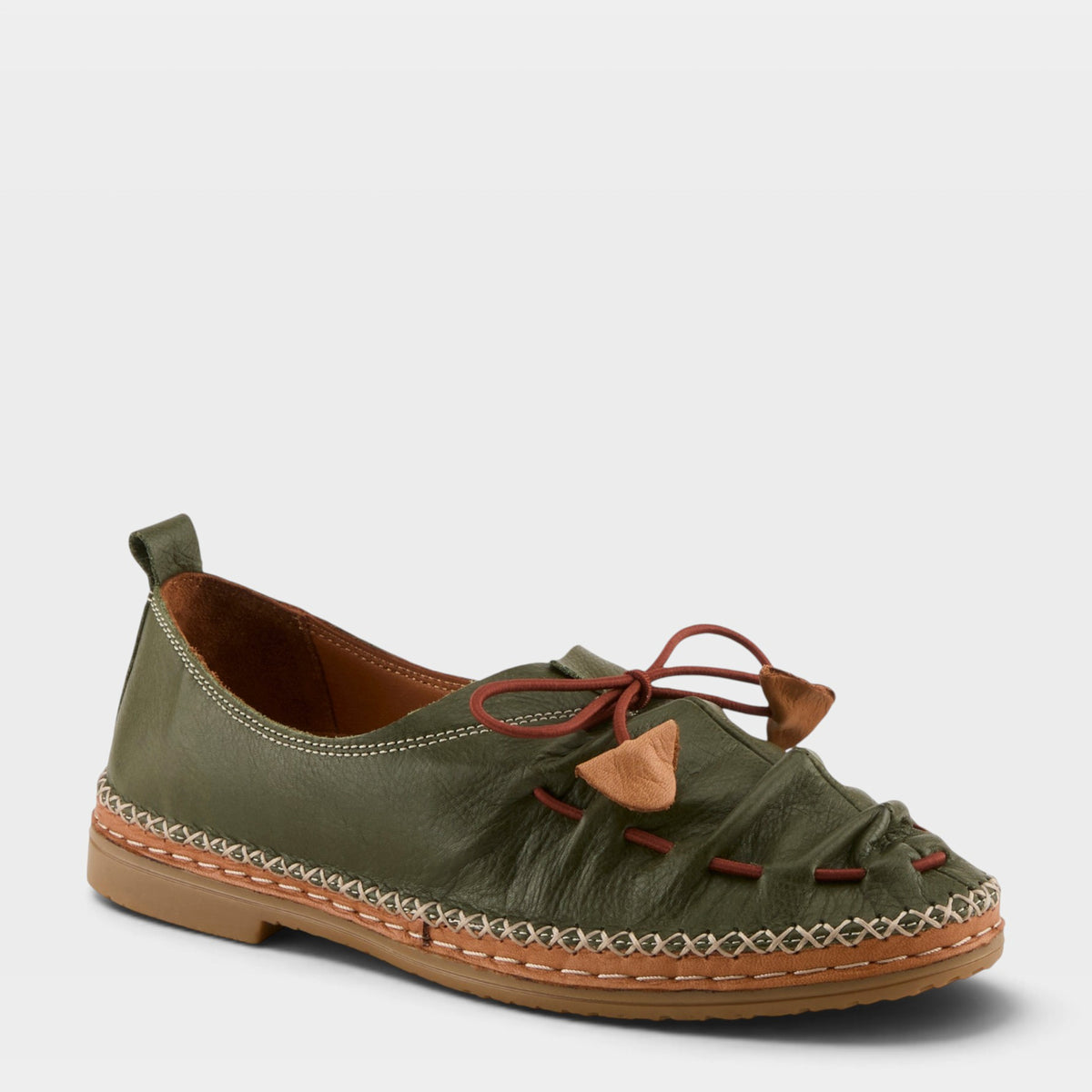 Spring Step Berna Shoes in Dark Olive, front view