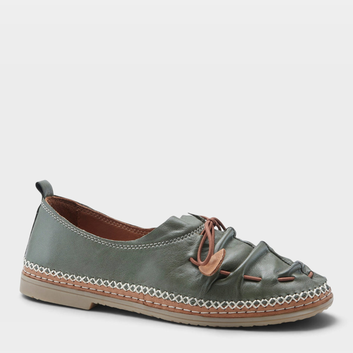 Spring Step Berna Shoes in Olive, front view