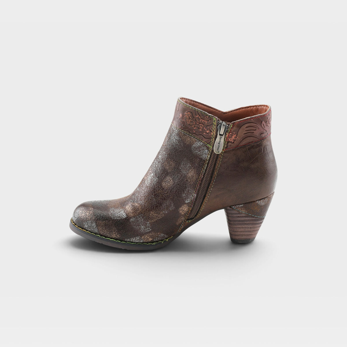 L'Artiste Bestlove boots in Brown Multi, side view