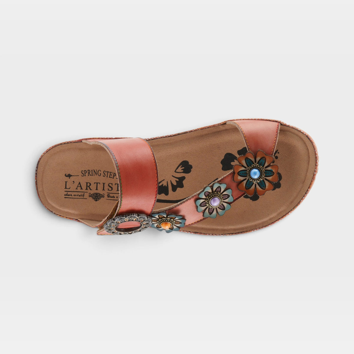 L'Artiste Blissbloom sandals in Peach, top view