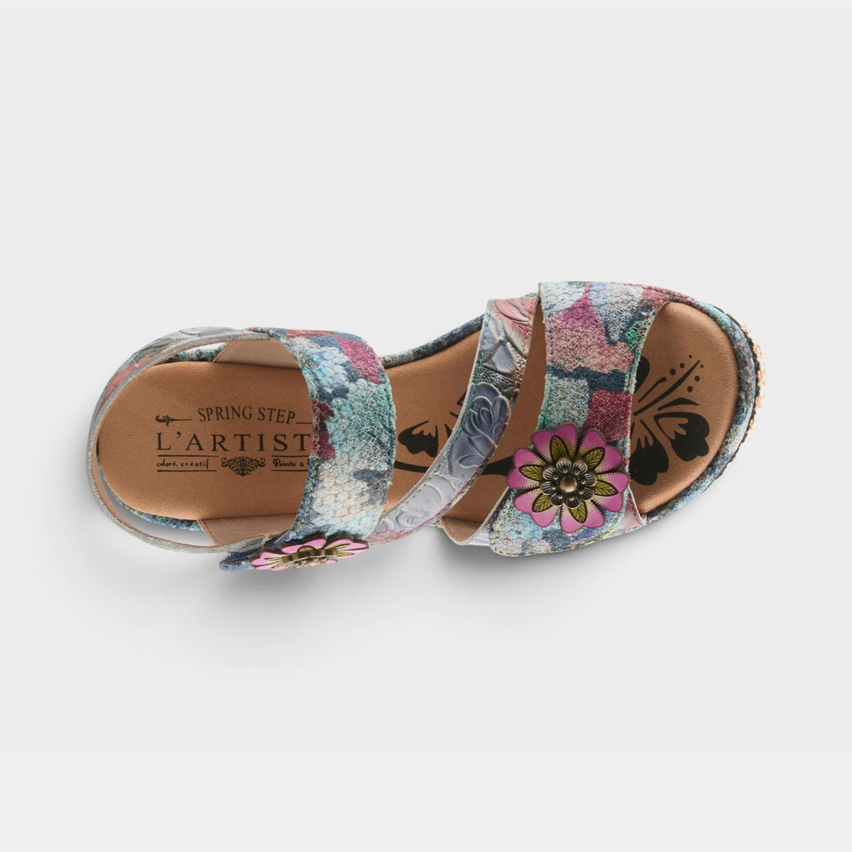 L'Artiste Blissful sandals in Navy Multi, top view