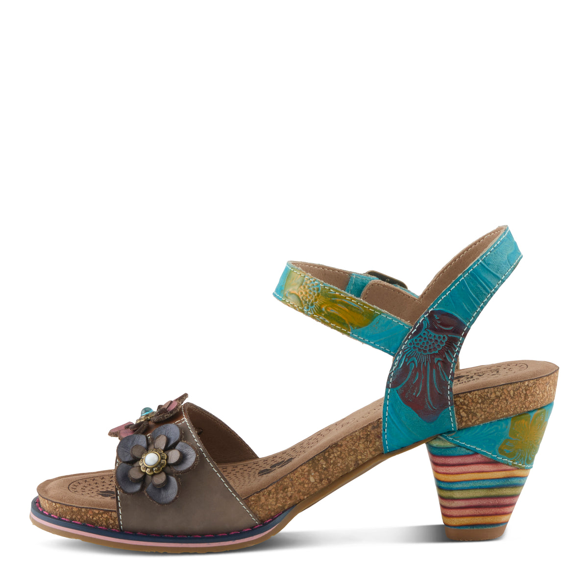 L'Artiste L'ARTISTE BLUESKY SANDALS sandal in turquoise multi with handcrafted leather design