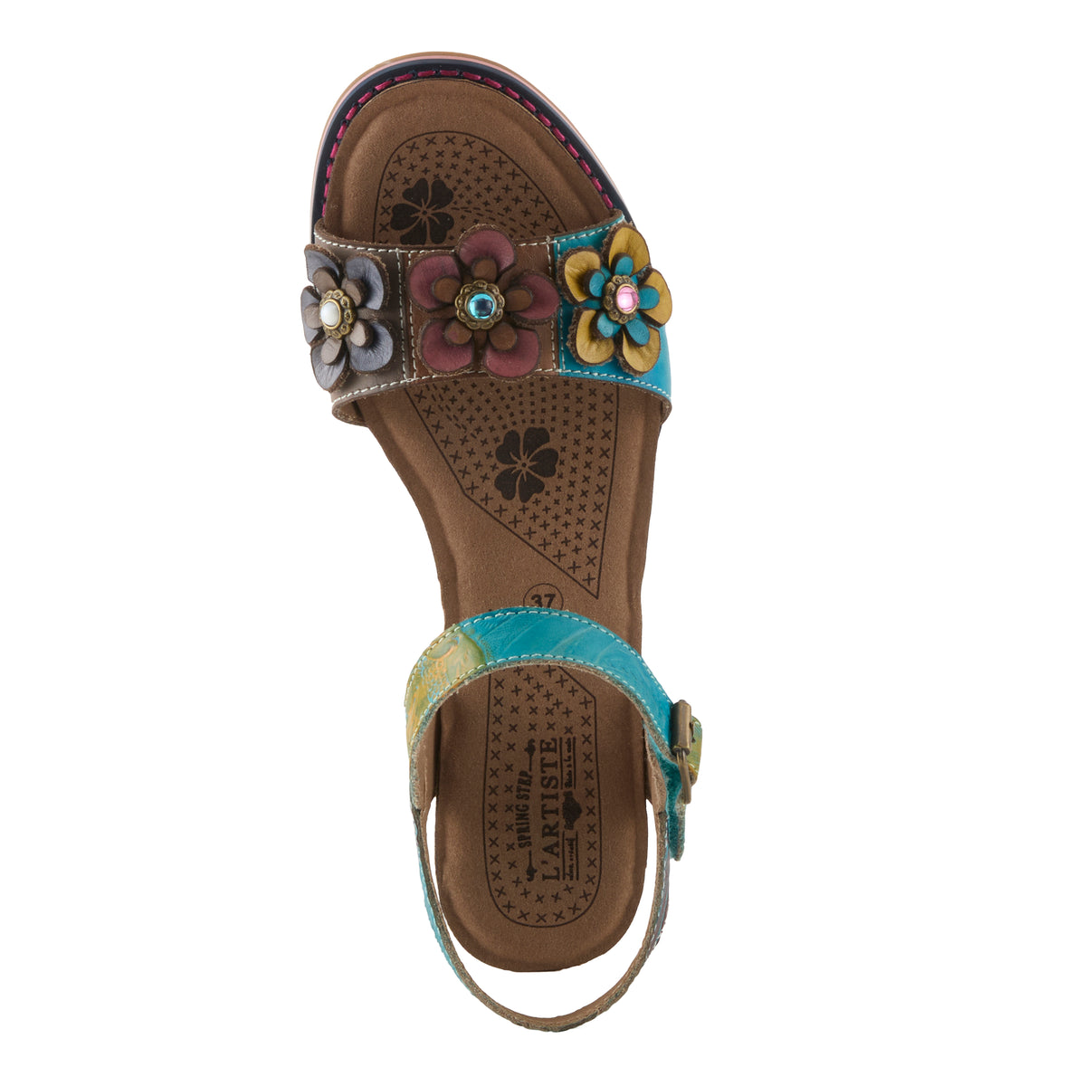 L'Artiste L'ARTISTE BLUESKY SANDALS sandal in turquoise multi with handcrafted leather design