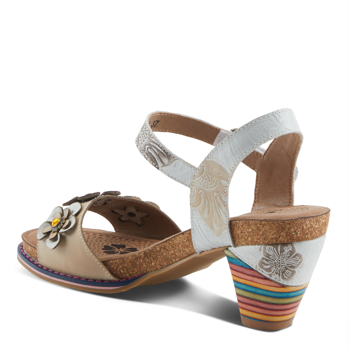 L'Artiste L'ARTISTE BLUESKY SANDALS sandal in white multi with handcrafted leather design