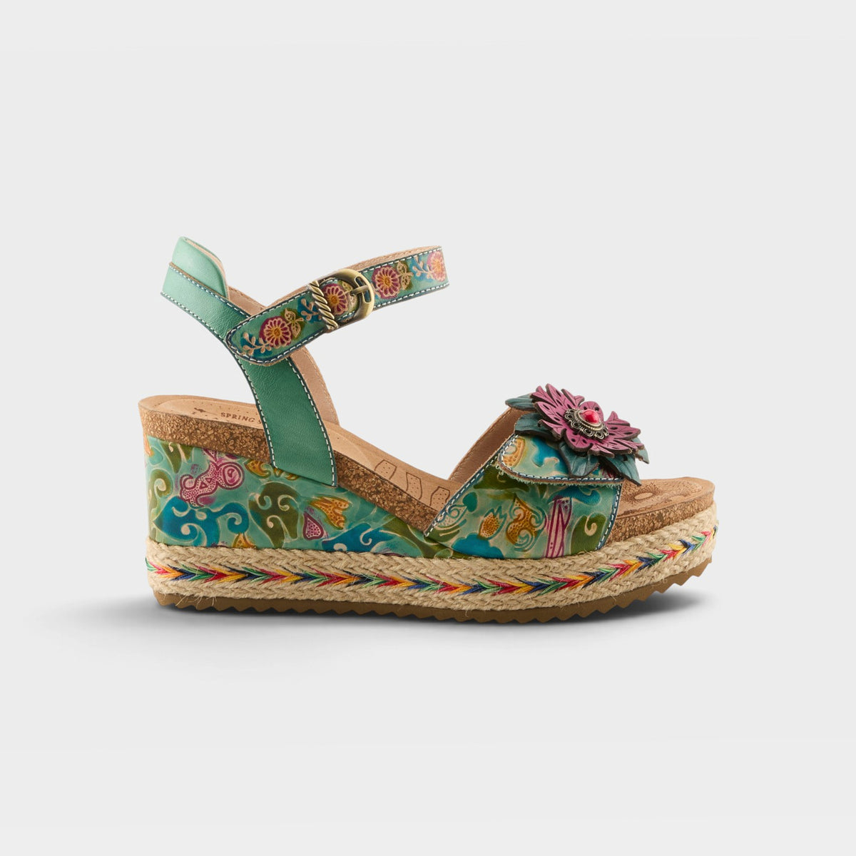 L'Artiste Boca sandals in Mint Green Multi, hero view