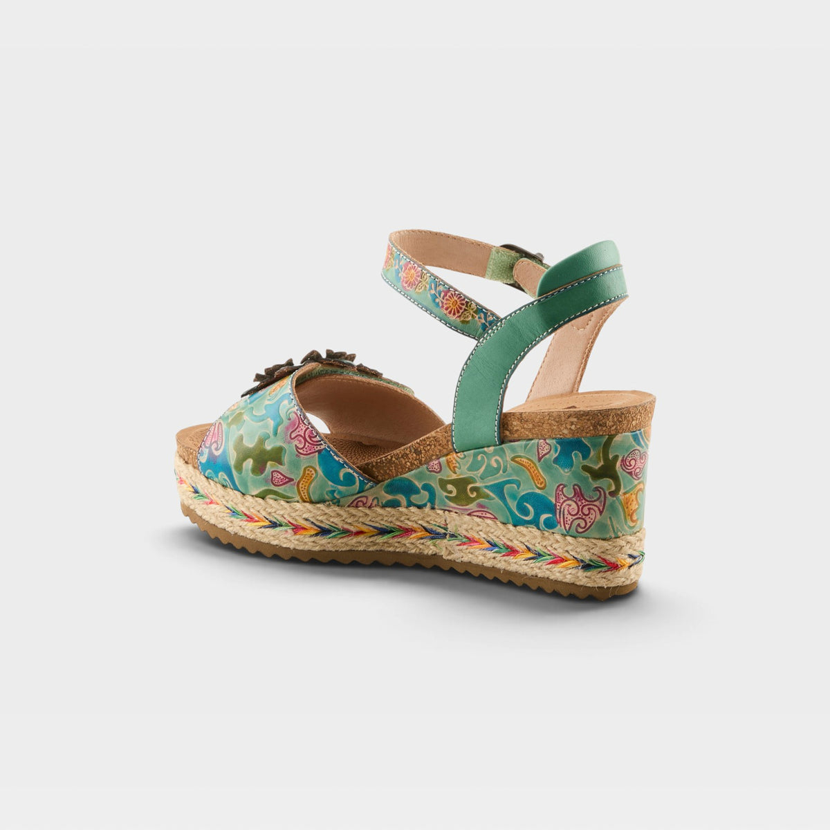 L'Artiste Boca sandals in Mint Green Multi, alternate angle view