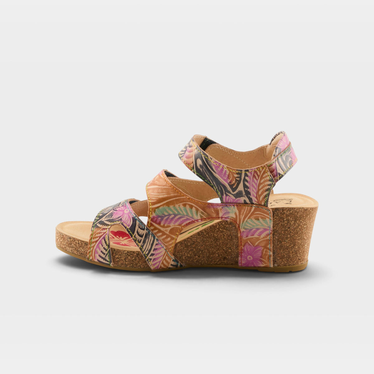 L'Artiste Bonvoyage sandals in Navy Multi, side view