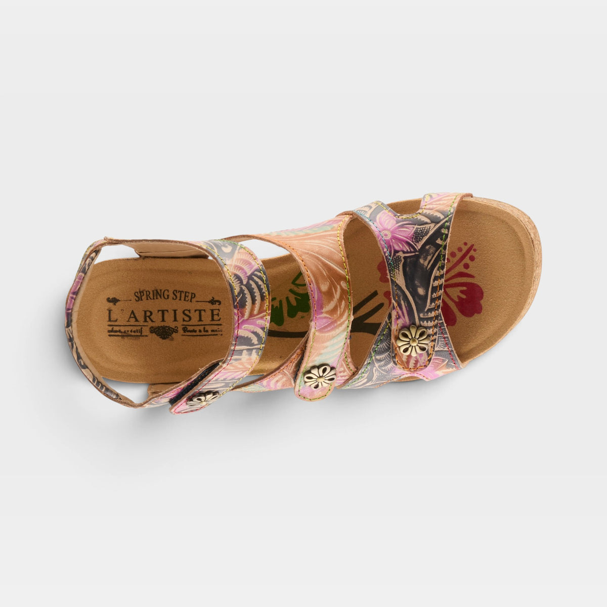 L'Artiste Bonvoyage sandals in Navy Multi, top view