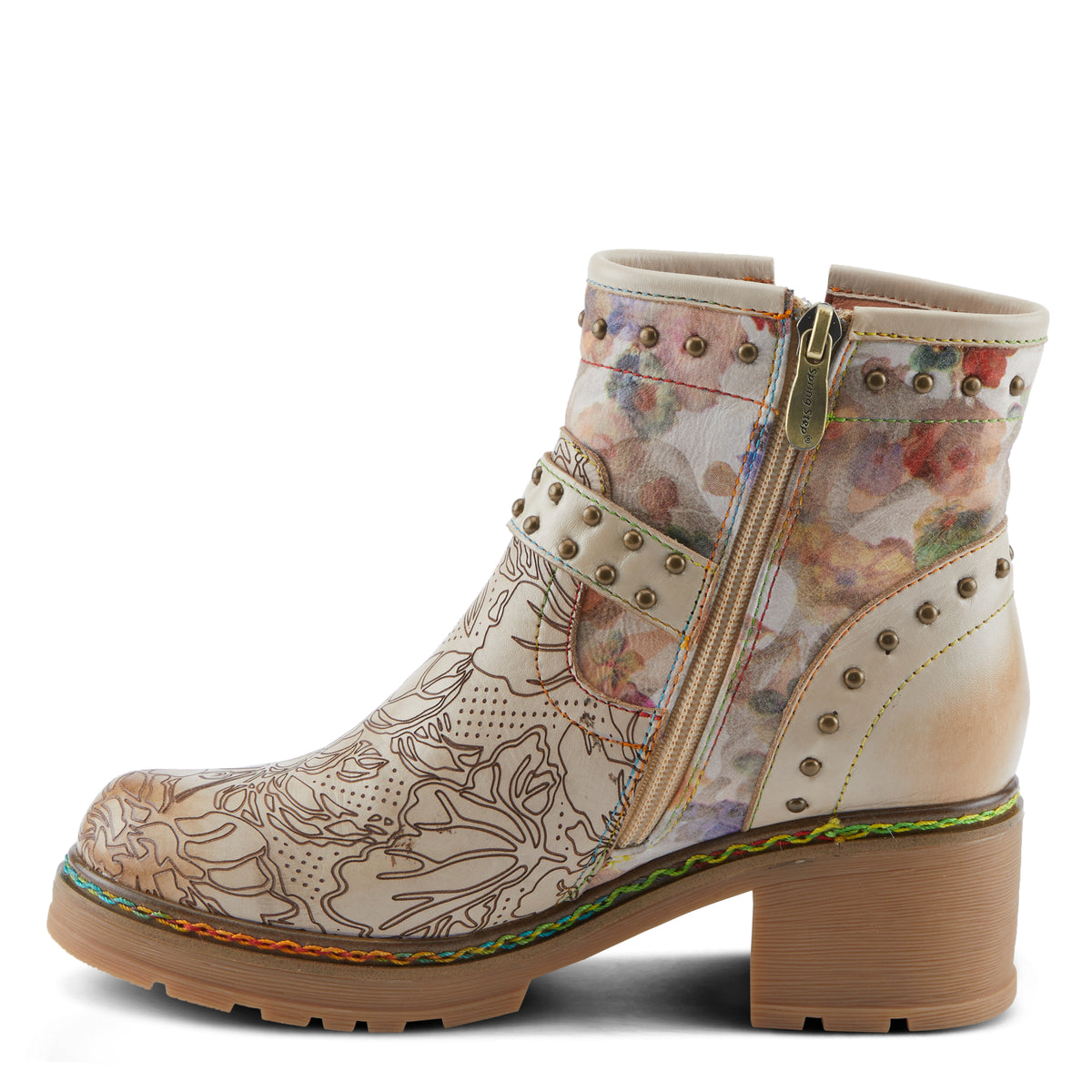 L'Artiste Branchout boots in Beige Multi, side view