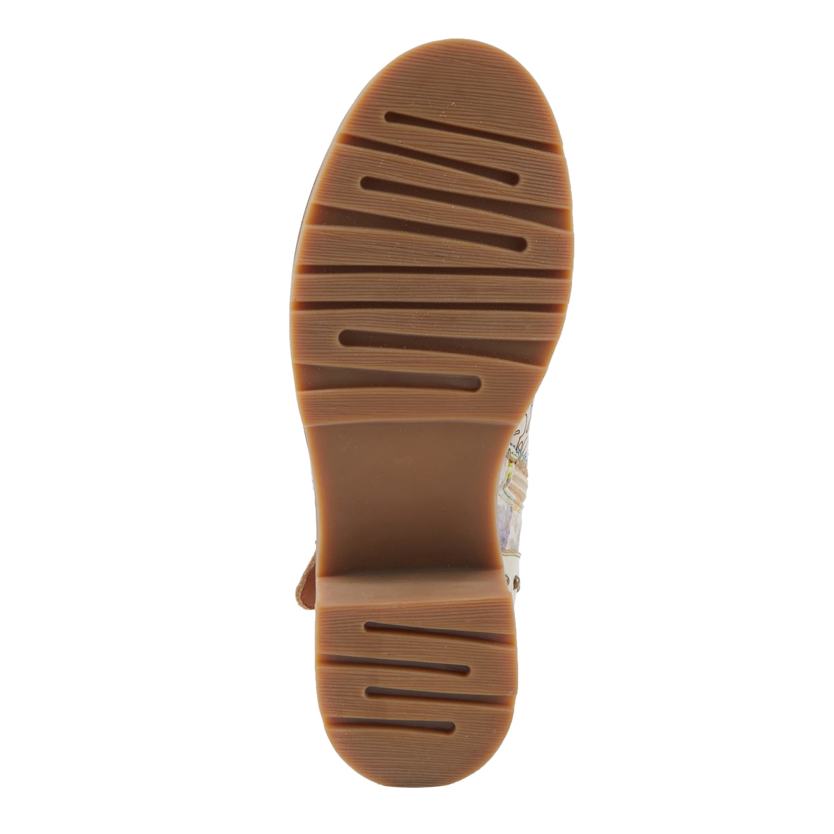 L'Artiste Branchout boots in Beige Multi, outsole view
