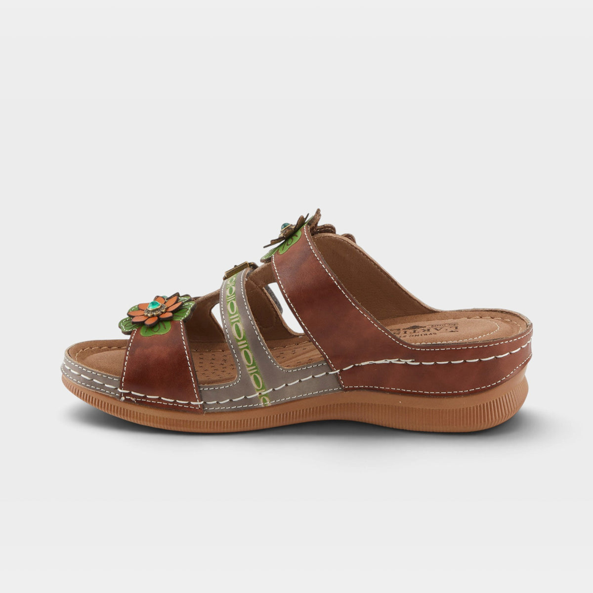 L'Artiste Brash sandals in Brown Multi, side view