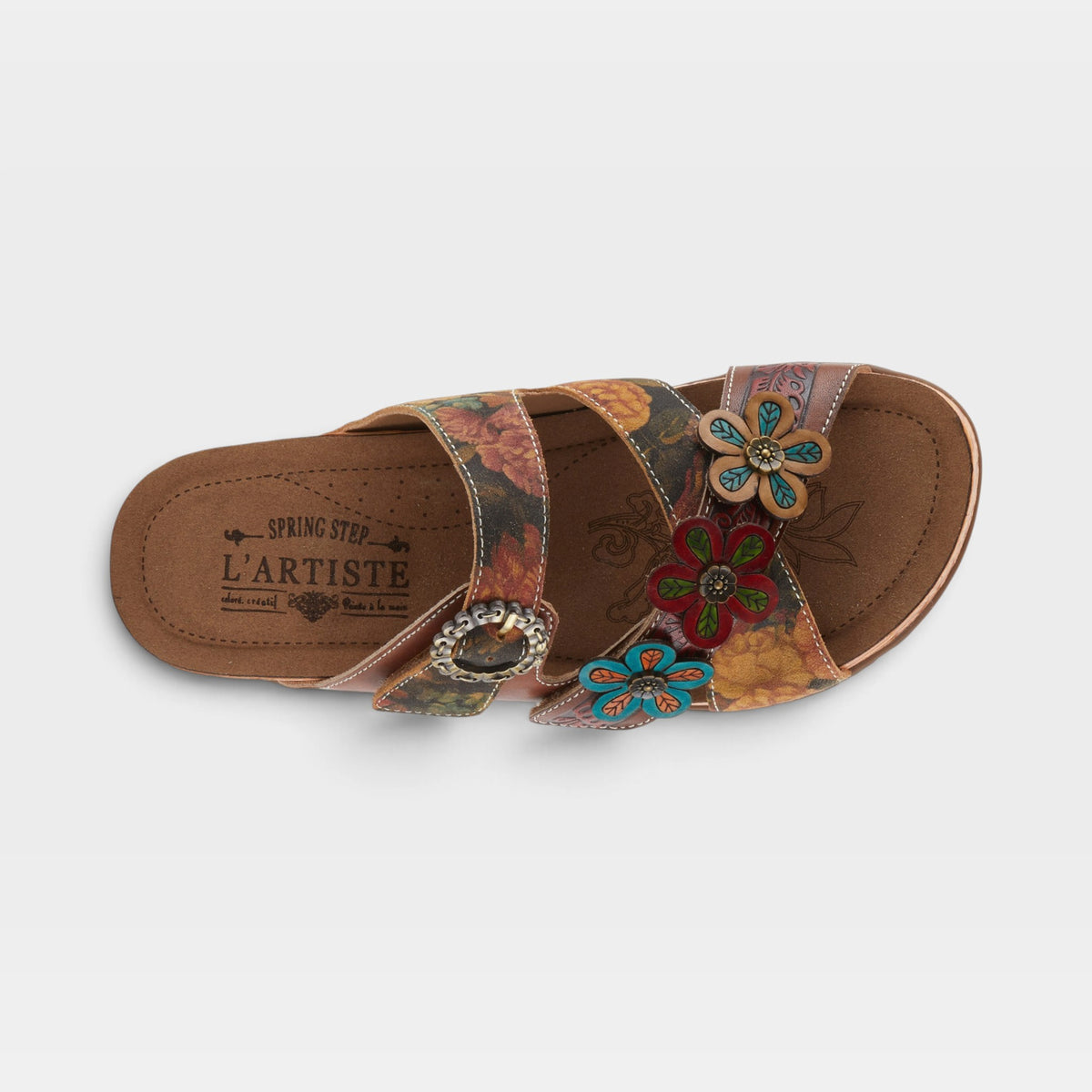 L'Artiste Caelana sandals in Brown Multi, top view