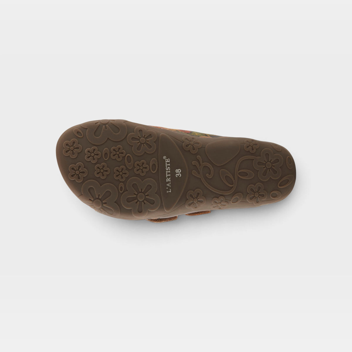 L'Artiste Caelana sandals in Brown Multi, outsole view