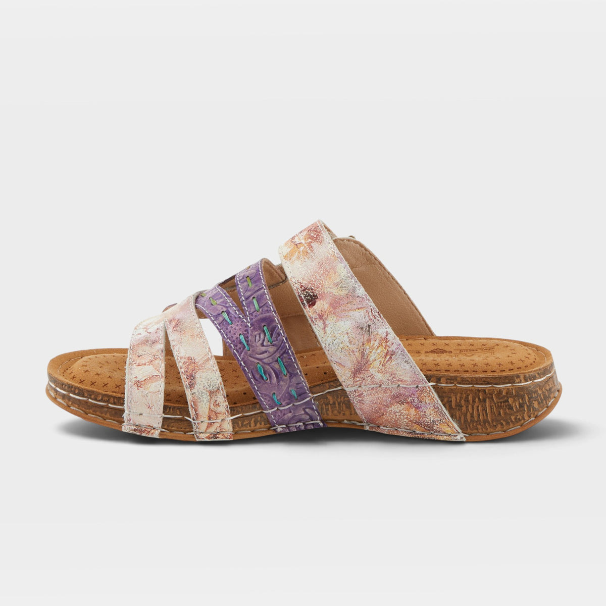 L'Artiste Calamityjay sandals in Purple Multi, side view