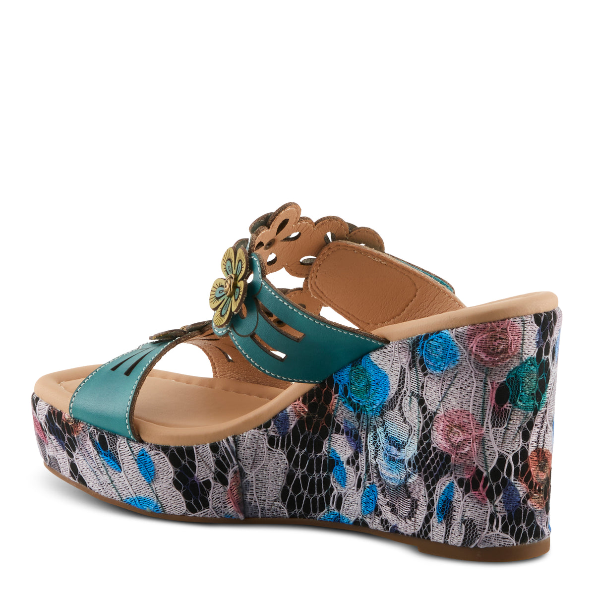 L'Artiste L'ARTISTE CAPRICE SANDALS sandal in turquoise with handcrafted leather design