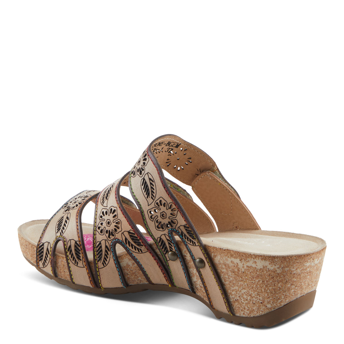 L'Artiste L'ARTISTE CARBONE SANDALS sandal in beige multi with handcrafted leather design