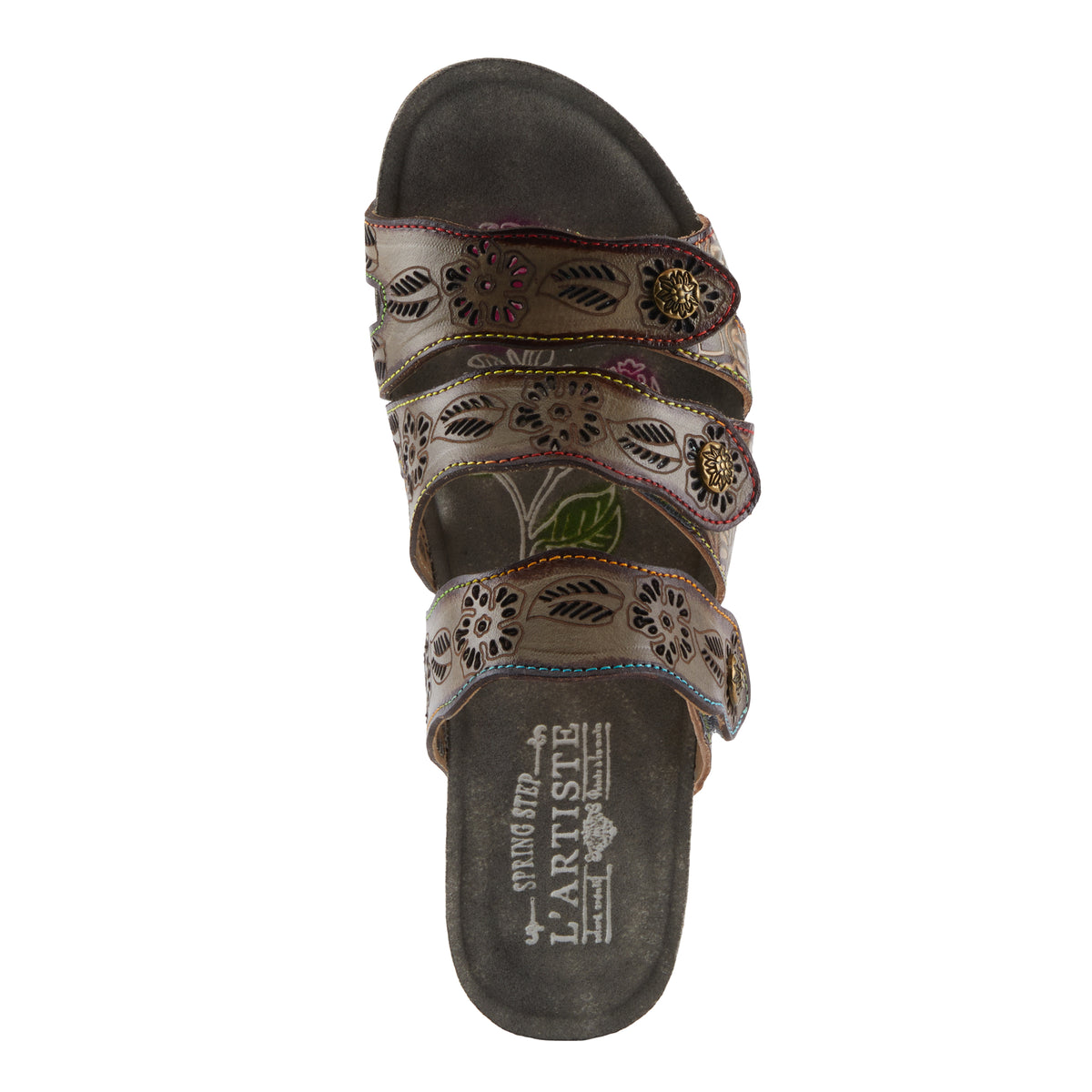 L'Artiste L'ARTISTE CARBONE SANDALS sandal in taupe multi with handcrafted leather design