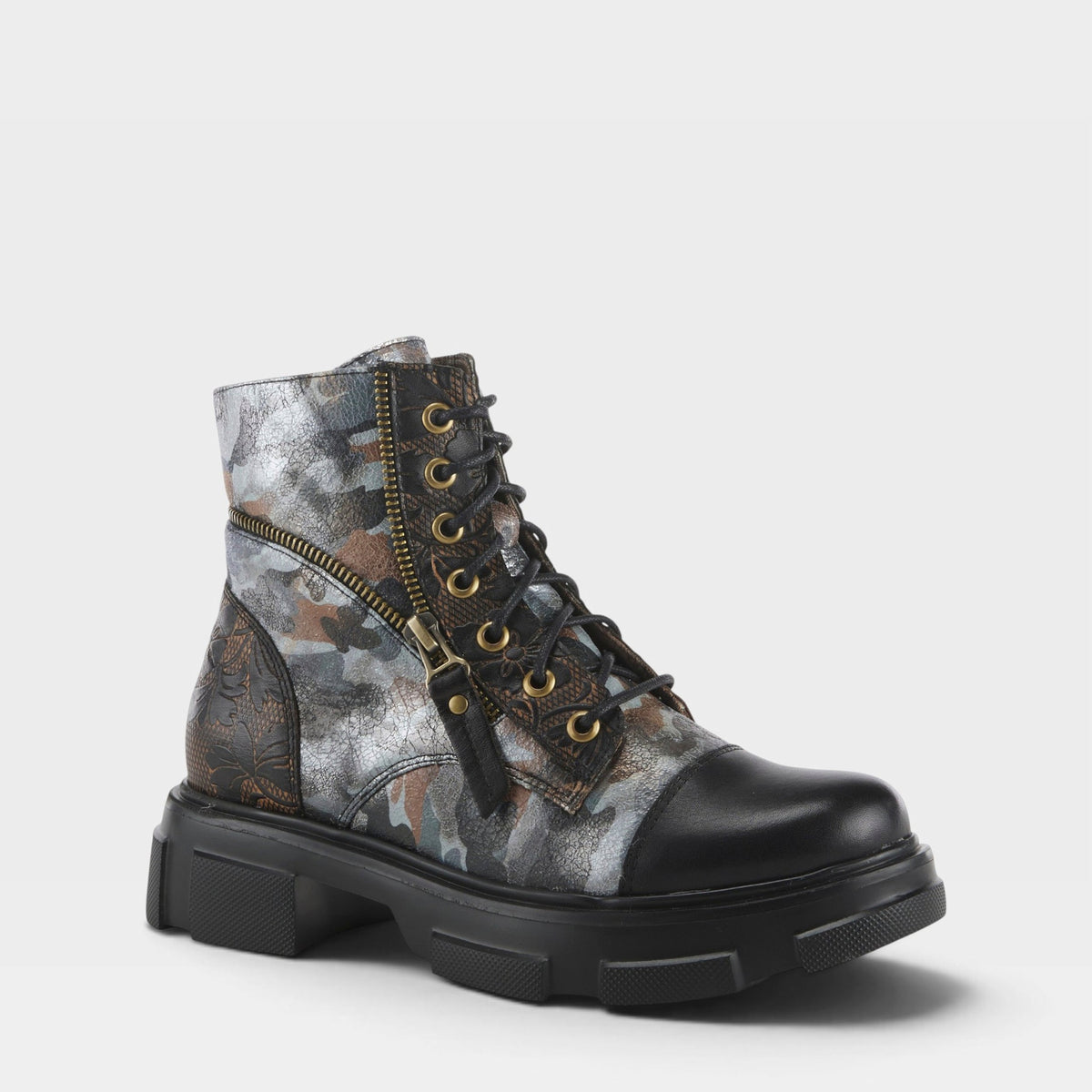 L'Artiste CARNELIAN BOOTIE in BLACK MULTI, front view