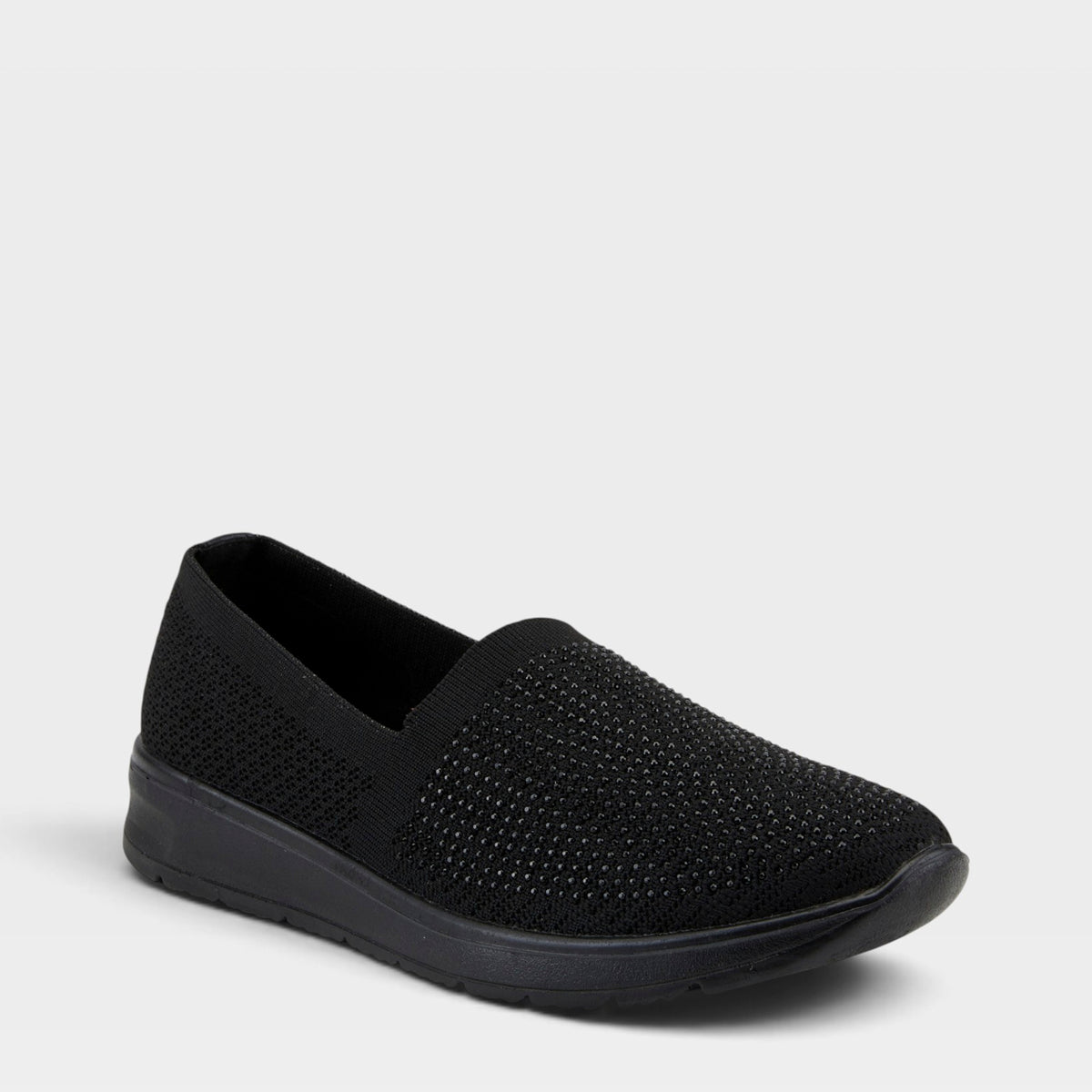 Flexus Century Slip-On Shoe in Black, front view