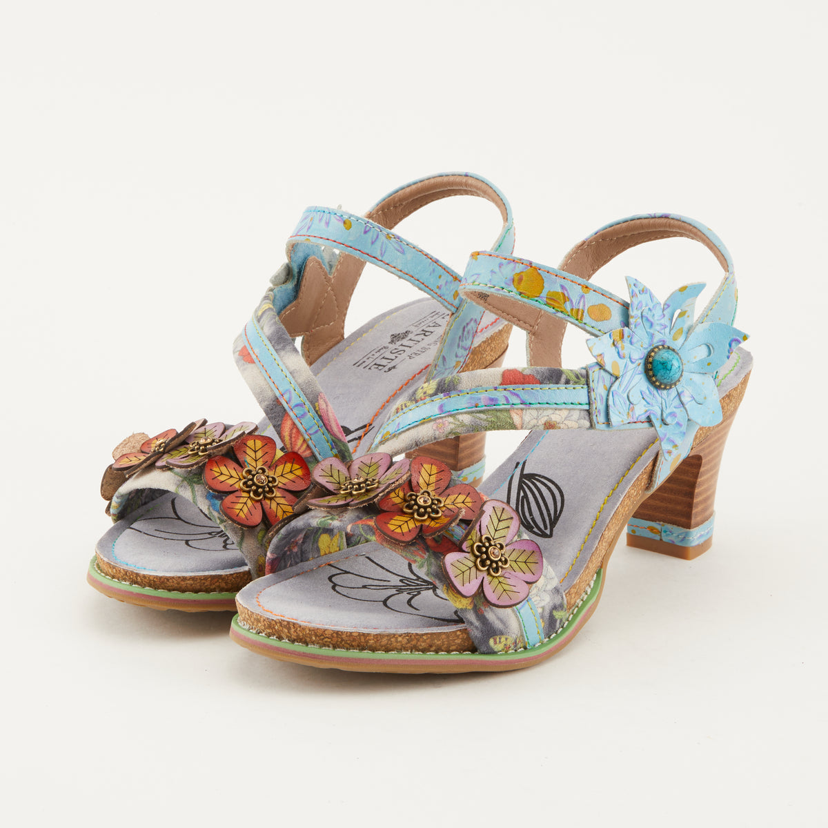 L'Artiste L'ARTISTE CHAGELL SANDALS sandal in blue multi with handcrafted leather design