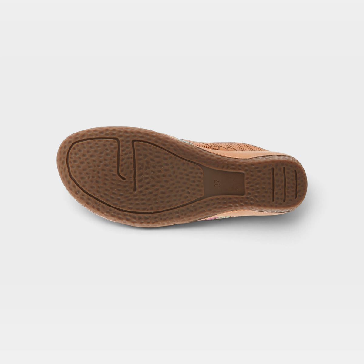 L'Artiste Chienti clogs in Camel Multi, outsole view