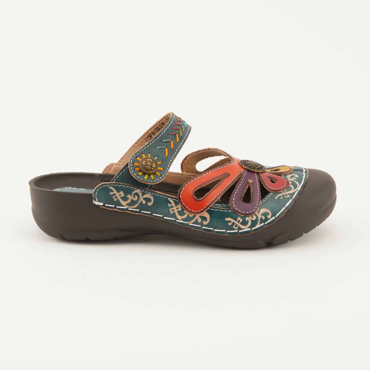 L'Artiste Copa clogs in Blue, top view
