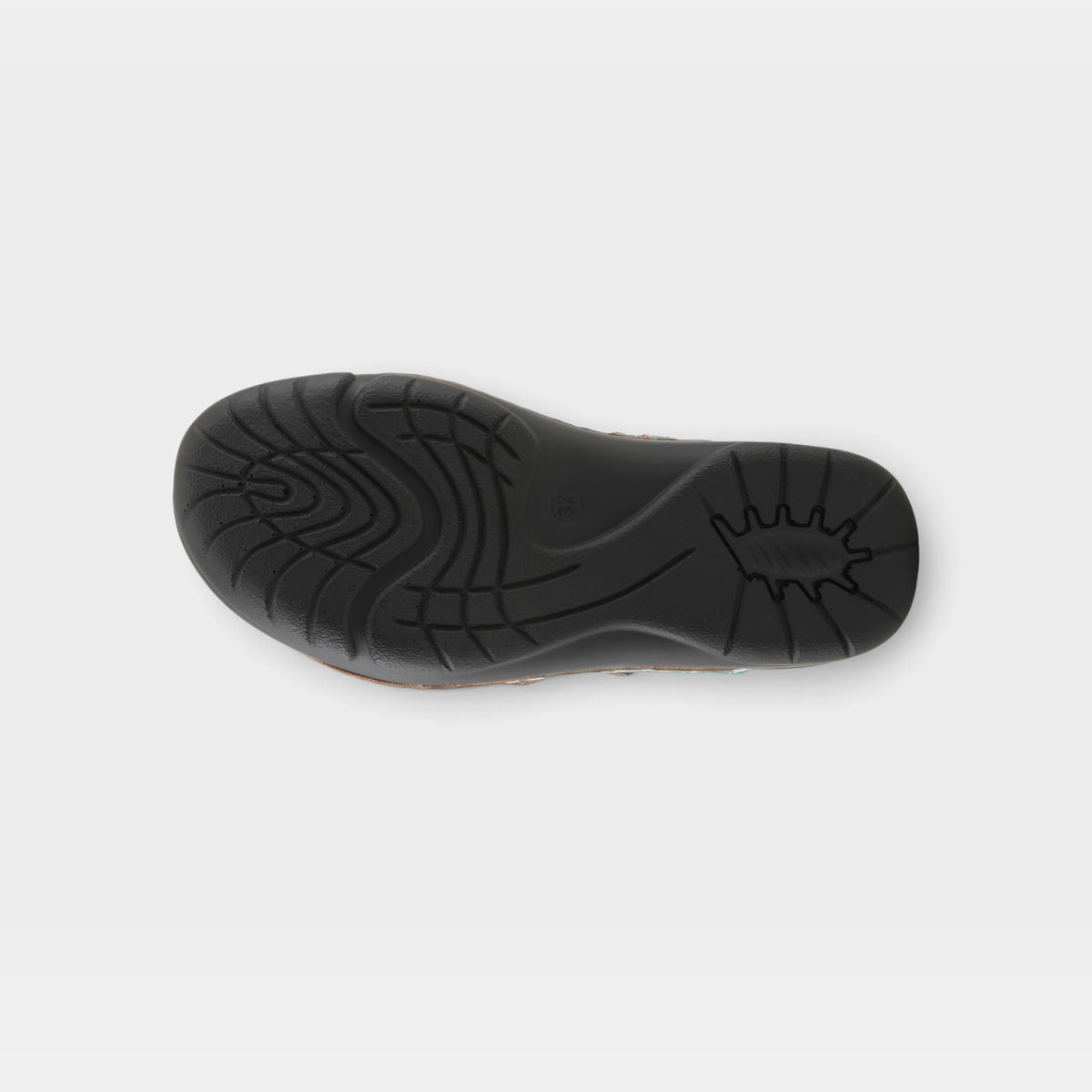 L'Artiste Copa clogs in Turquoise Multi, outsole view
