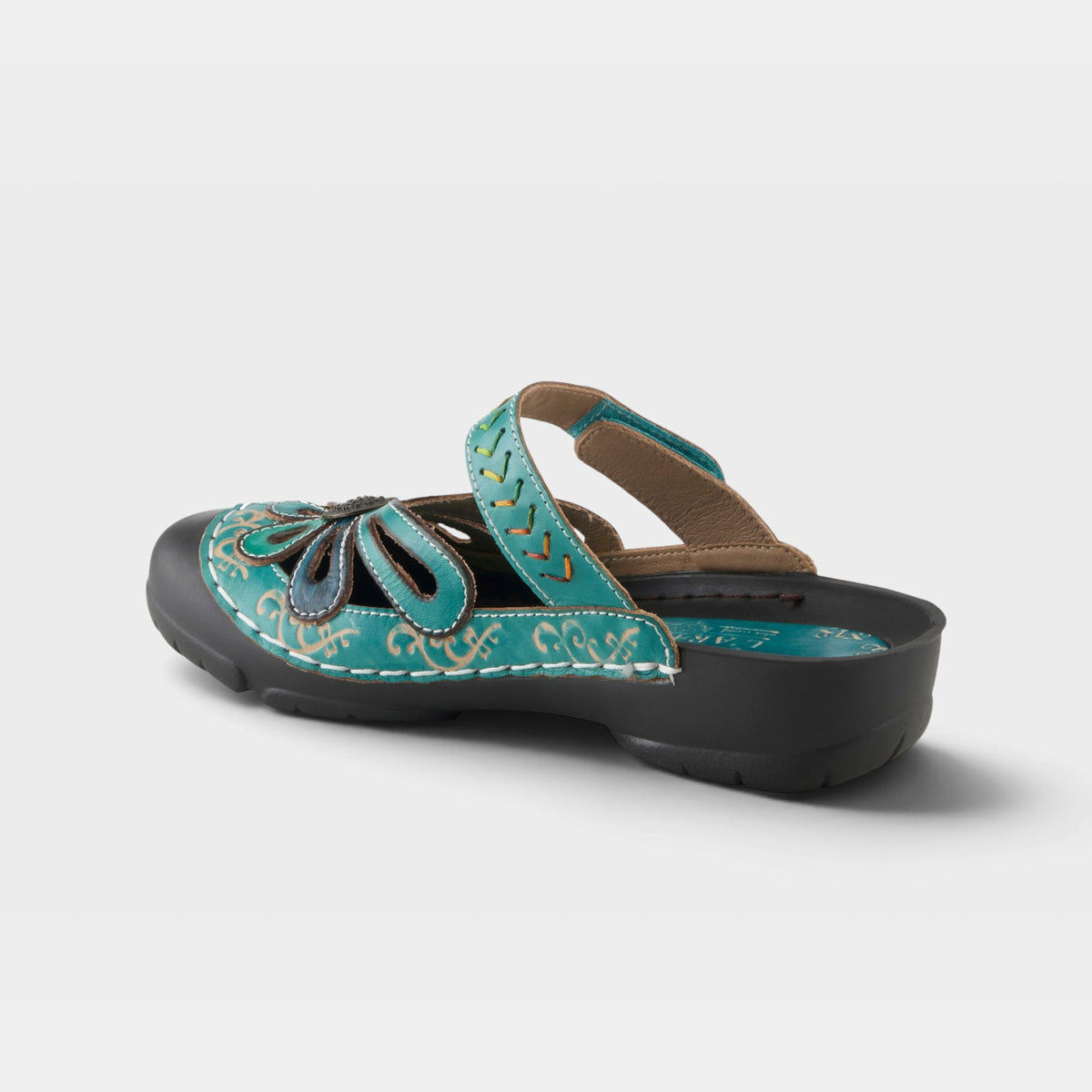 L'Artiste Copa clogs in Turquoise Multi, alternate angle view