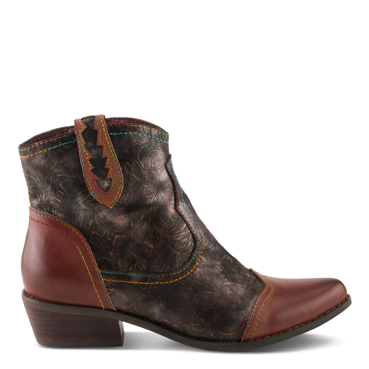 L'Artiste L'ARTISTE COUNTRYPOP-ROSE BOOTS boot in navy multi with handcrafted leather design