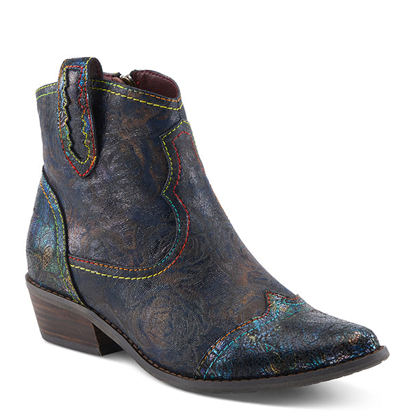 L'Artiste L'ARTISTE COUNTRYPOP-ROSE BOOTS boot in brown multi with handcrafted leather design
