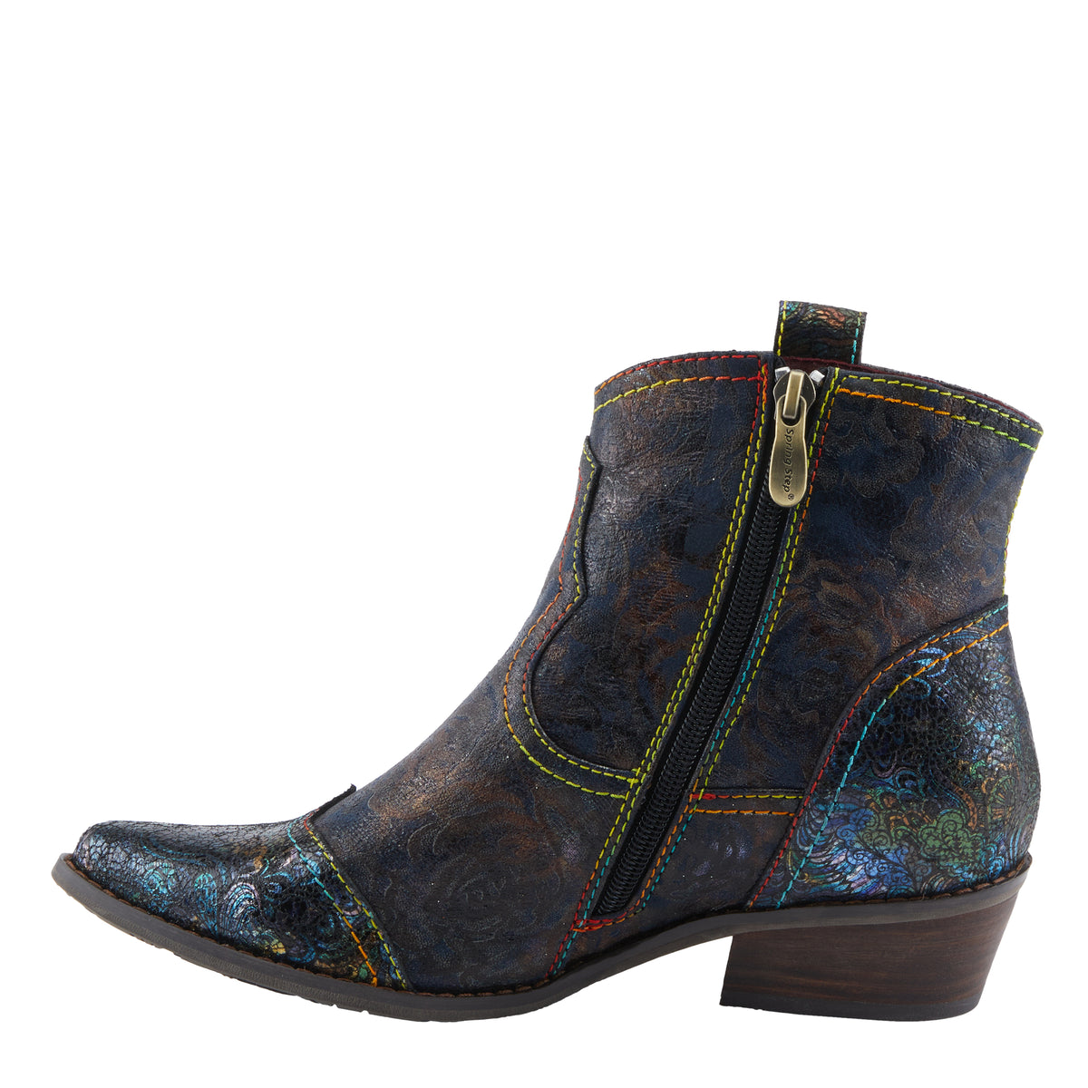 L'Artiste L'ARTISTE COUNTRYPOP-ROSE BOOTS boot in brown multi with handcrafted leather design
