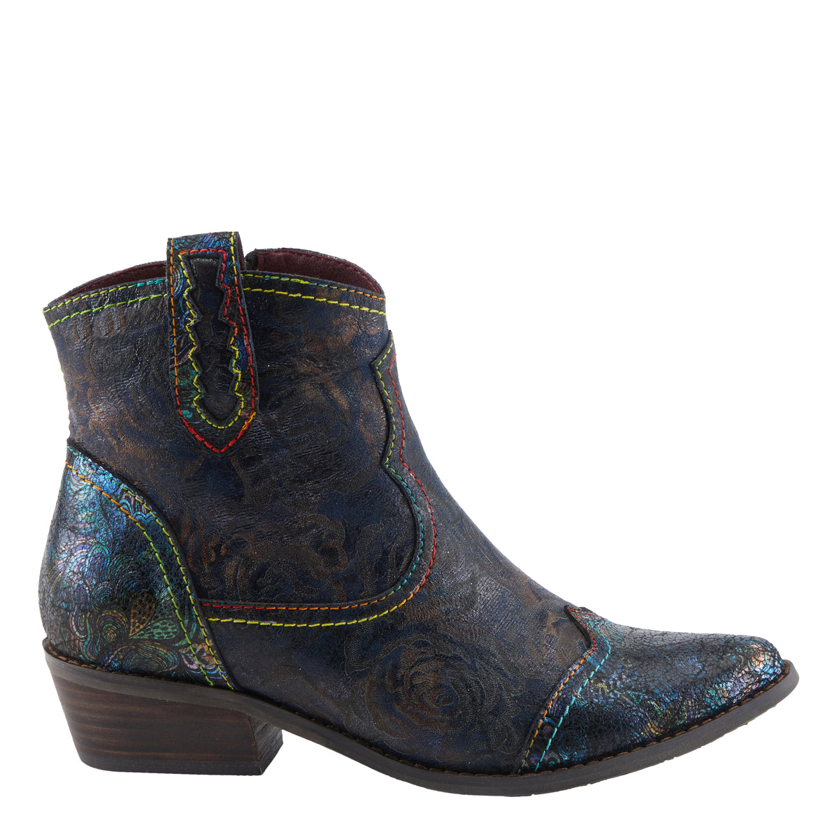 L'Artiste L'ARTISTE COUNTRYPOP-ROSE BOOTS boot in brown multi with handcrafted leather design