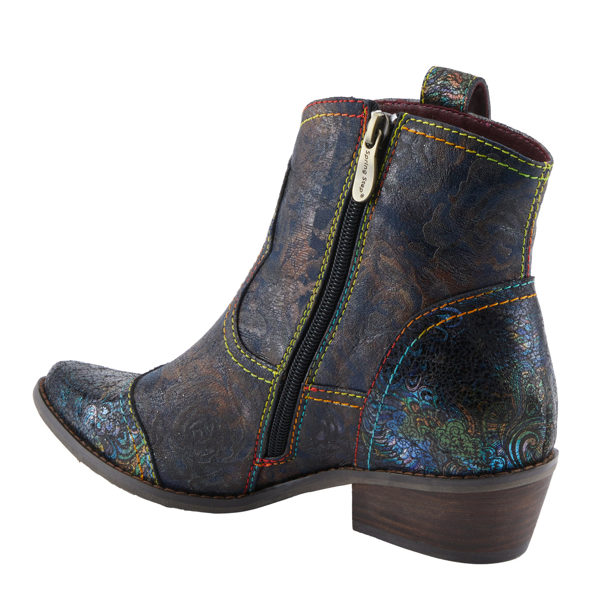 L'Artiste L'ARTISTE COUNTRYPOP-ROSE BOOTS boot in brown multi with handcrafted leather design