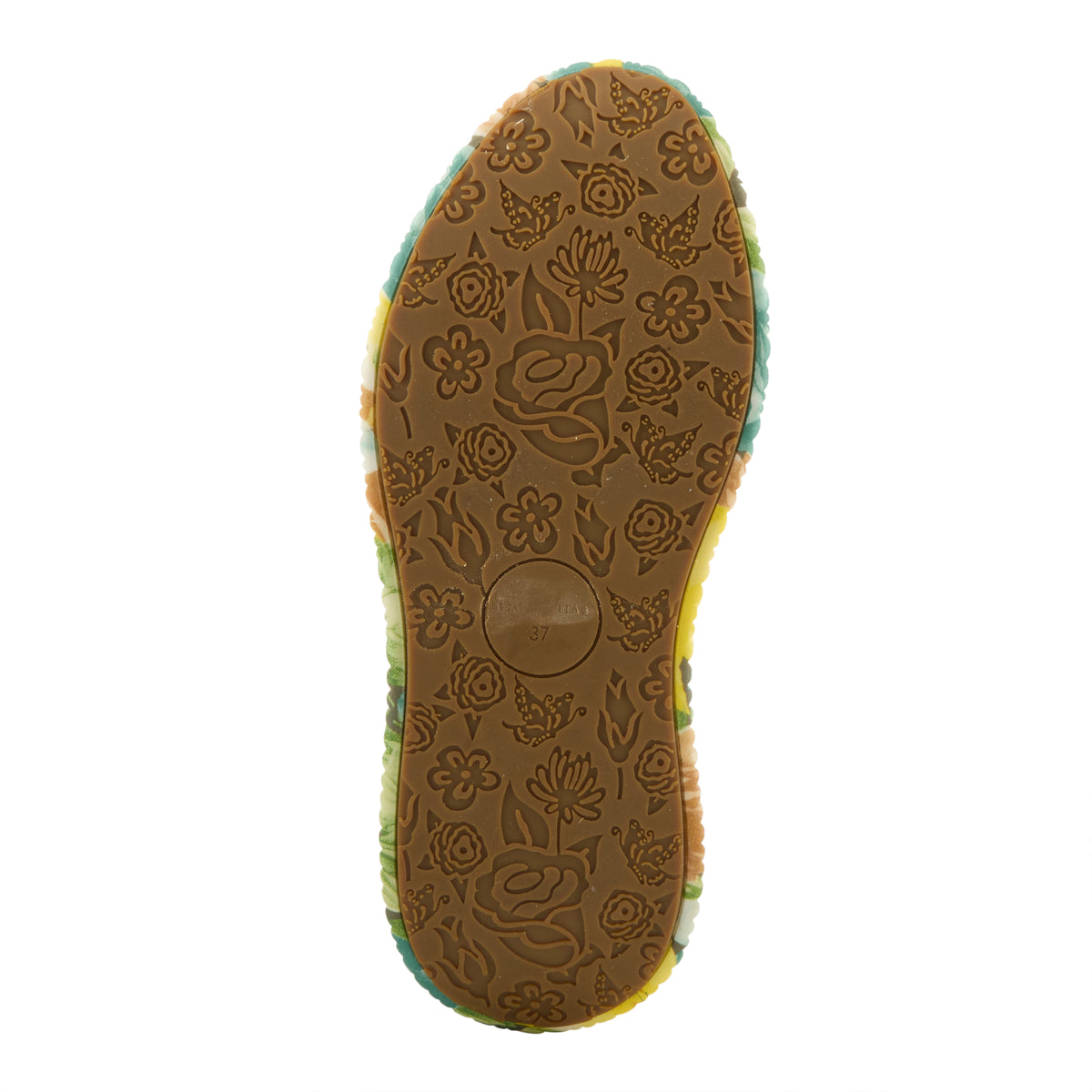 L'Artiste L'ARTISTE CUDDLES SHOES shoe in mint green multi with handcrafted leather design