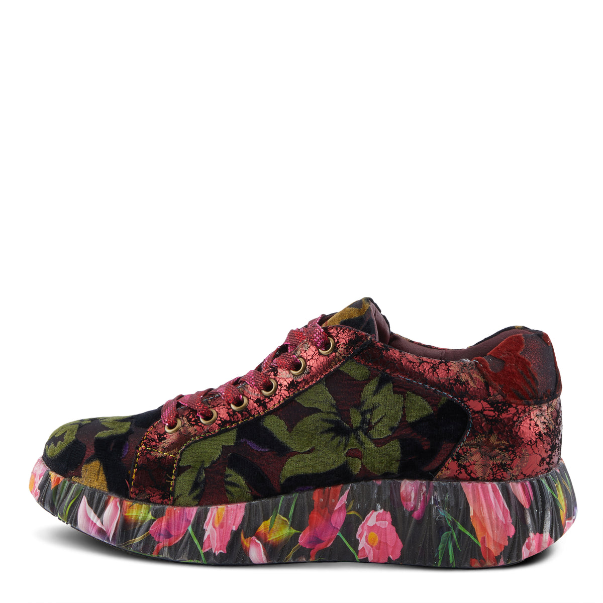 L'Artiste L'ARTISTE DALLYN SNEAKERS shoe in bordeaux multi with handcrafted leather design