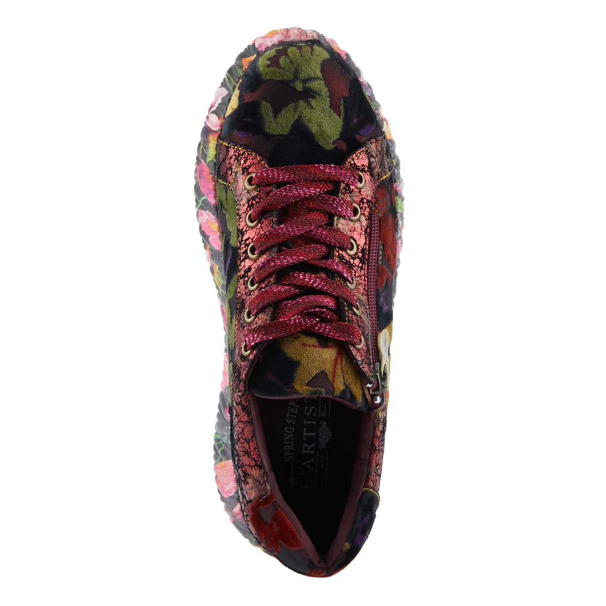 L'Artiste L'ARTISTE DALLYN SNEAKERS shoe in bordeaux multi with handcrafted leather design