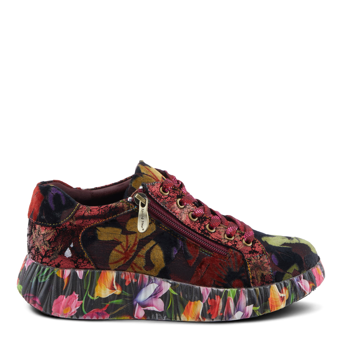 L'Artiste L'ARTISTE DALLYN SNEAKERS shoe in bordeaux multi with handcrafted leather design