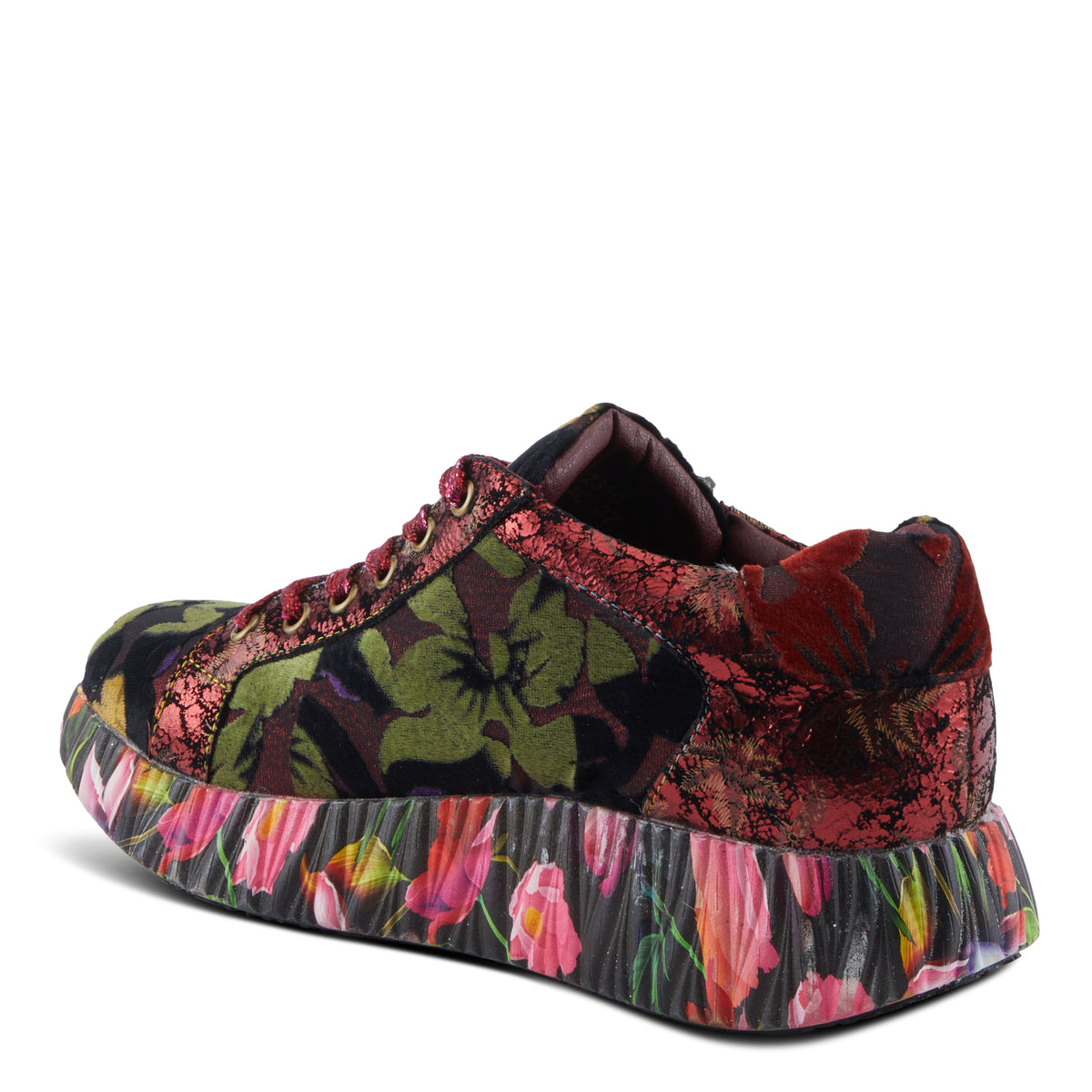 L'Artiste L'ARTISTE DALLYN SNEAKERS shoe in bordeaux multi with handcrafted leather design