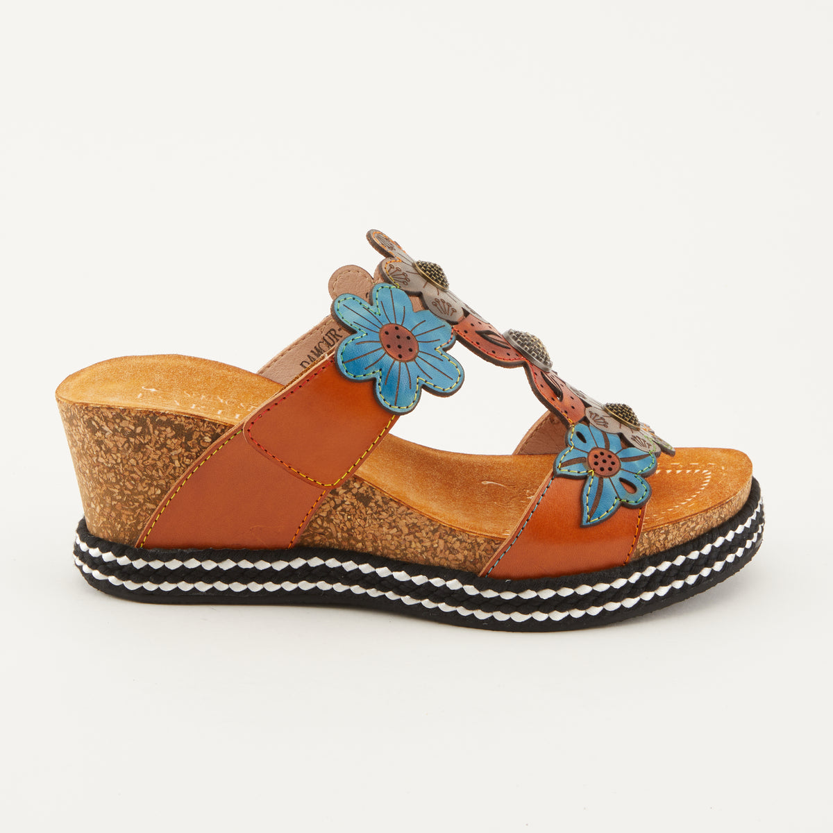 L'Artiste L'ARTISTE DAMOUR SLIDE SANDALS sandal in white multi with handcrafted leather design