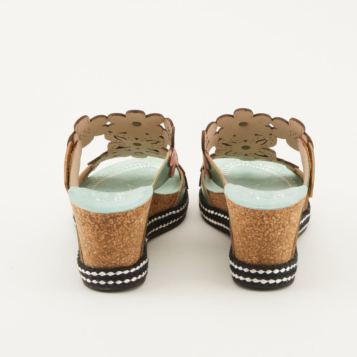 L'Artiste L'ARTISTE DAMOUR SLIDE SANDALS sandal in mint green multi with handcrafted leather design