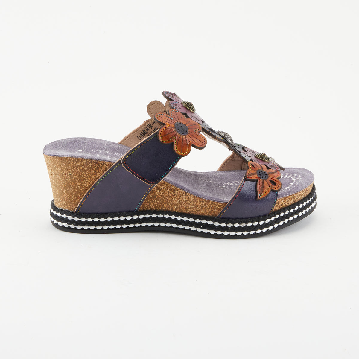 L'Artiste L'ARTISTE DAMOUR SLIDE SANDALS sandal in mint green multi with handcrafted leather design