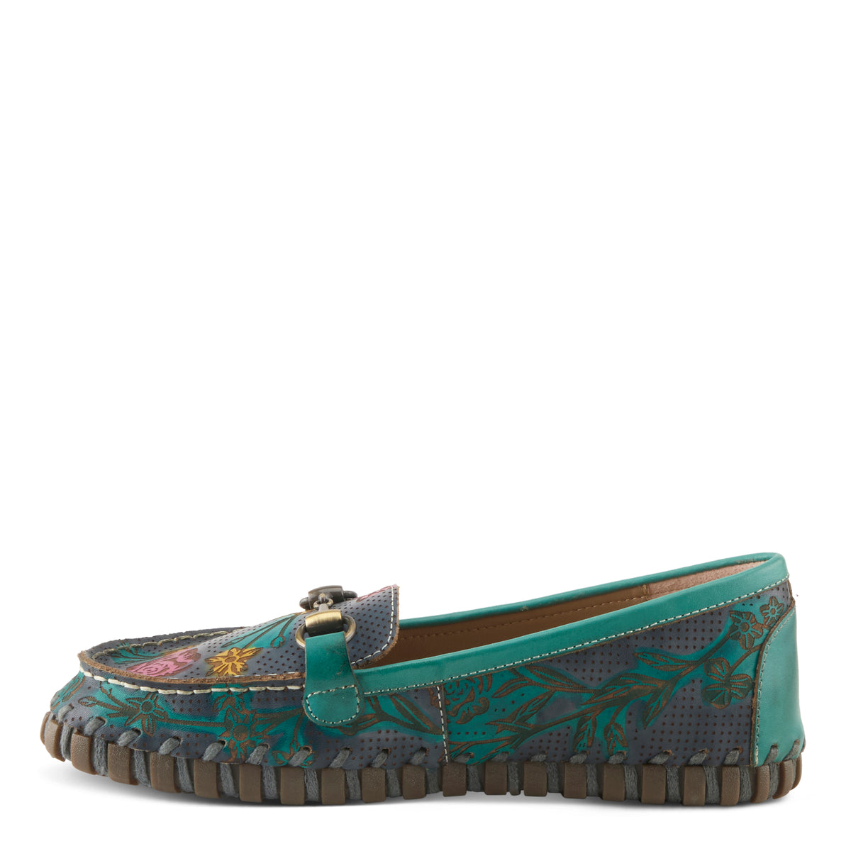 L'Artiste L'ARTISTE DELAVIGNE SHOES shoe in teal multi with handcrafted leather design
