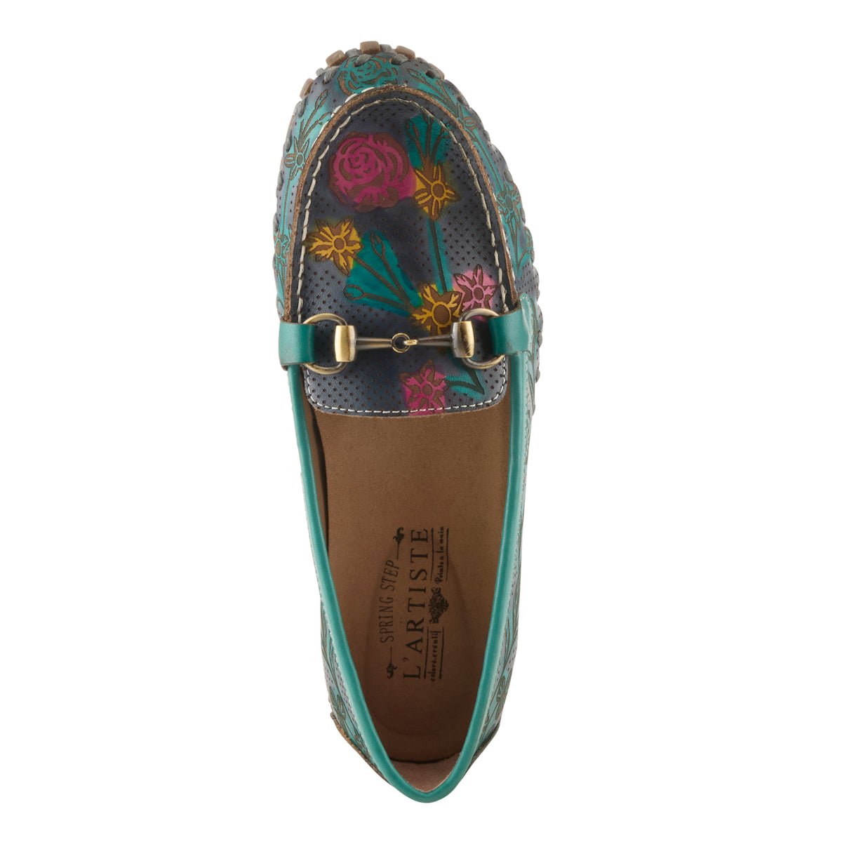 L'Artiste L'ARTISTE DELAVIGNE SHOES shoe in teal multi with handcrafted leather design