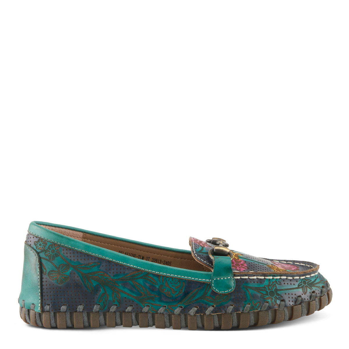 L'Artiste L'ARTISTE DELAVIGNE SHOES shoe in teal multi with handcrafted leather design