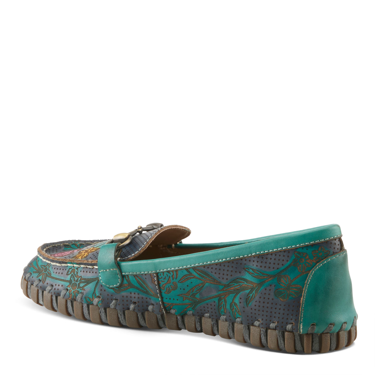 L'Artiste L'ARTISTE DELAVIGNE SHOES shoe in teal multi with handcrafted leather design