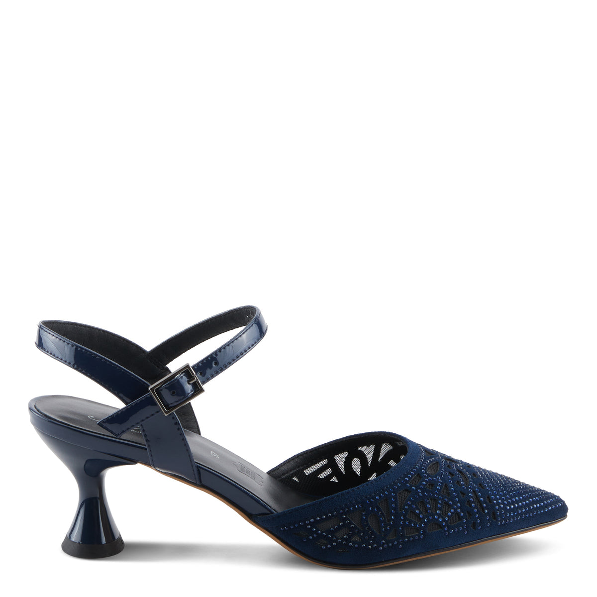 Azura Delicate women's sandal in navy with leather upper and buckle detail