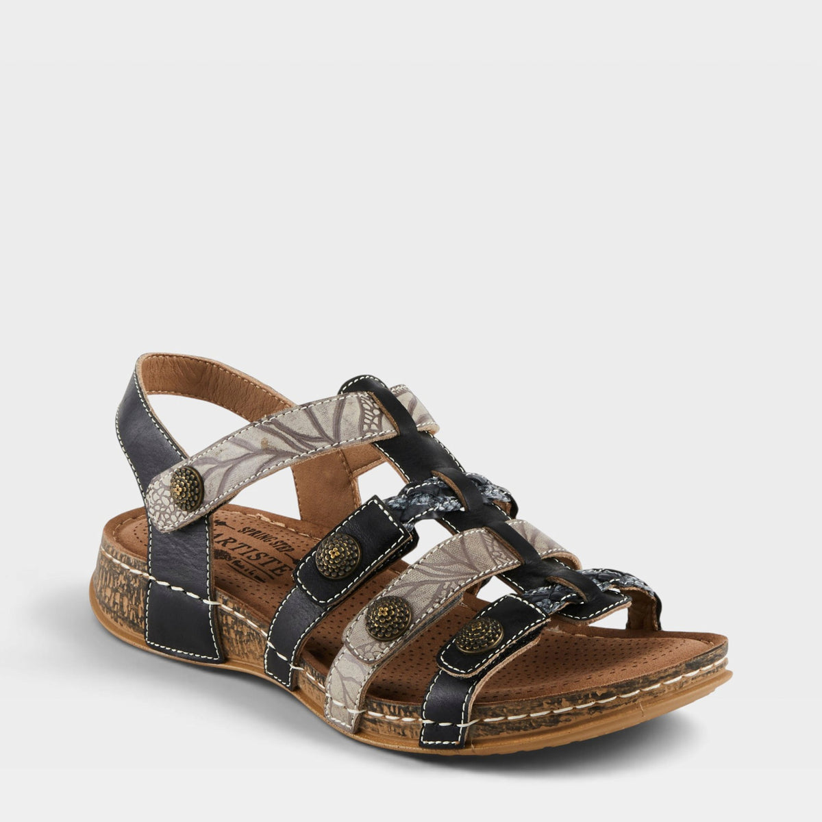 L'Artiste DELILA SANDALS in BLACK MULTI, front view