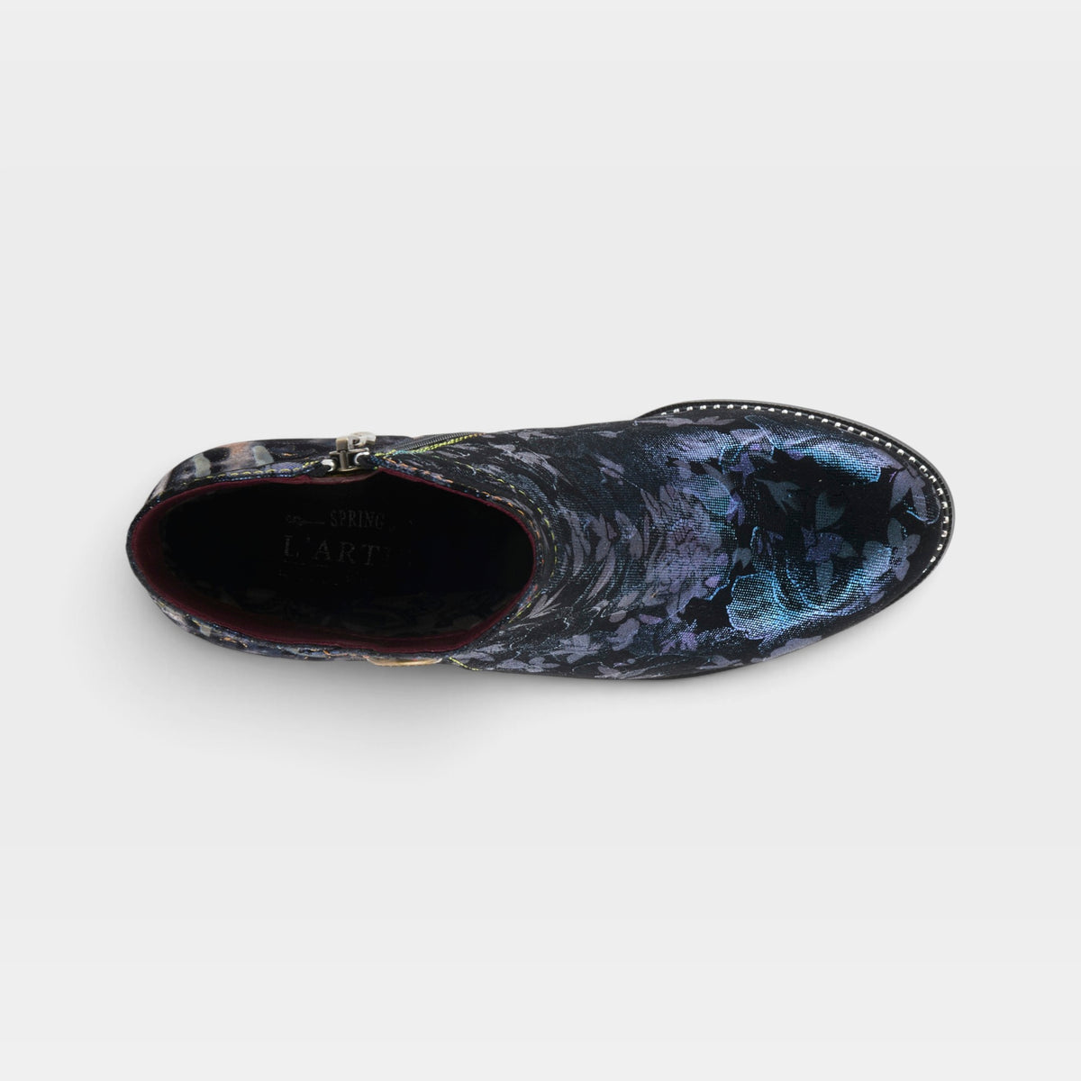 L'Artiste Dessalynn boots in Navy Multi, top view